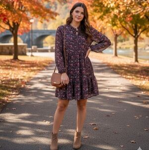 American Eagle Boho Tiered Floral Mini Dress